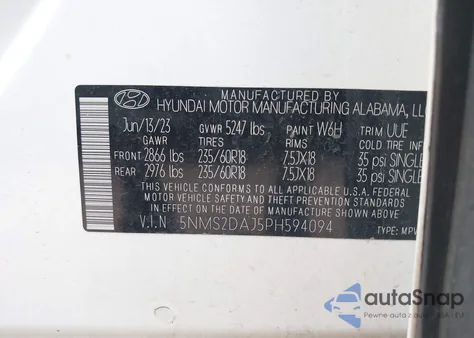 2023 Hyundai Santa Fe Sel from USA, damaged, VIN 5NMS2DAJ5PH594094
